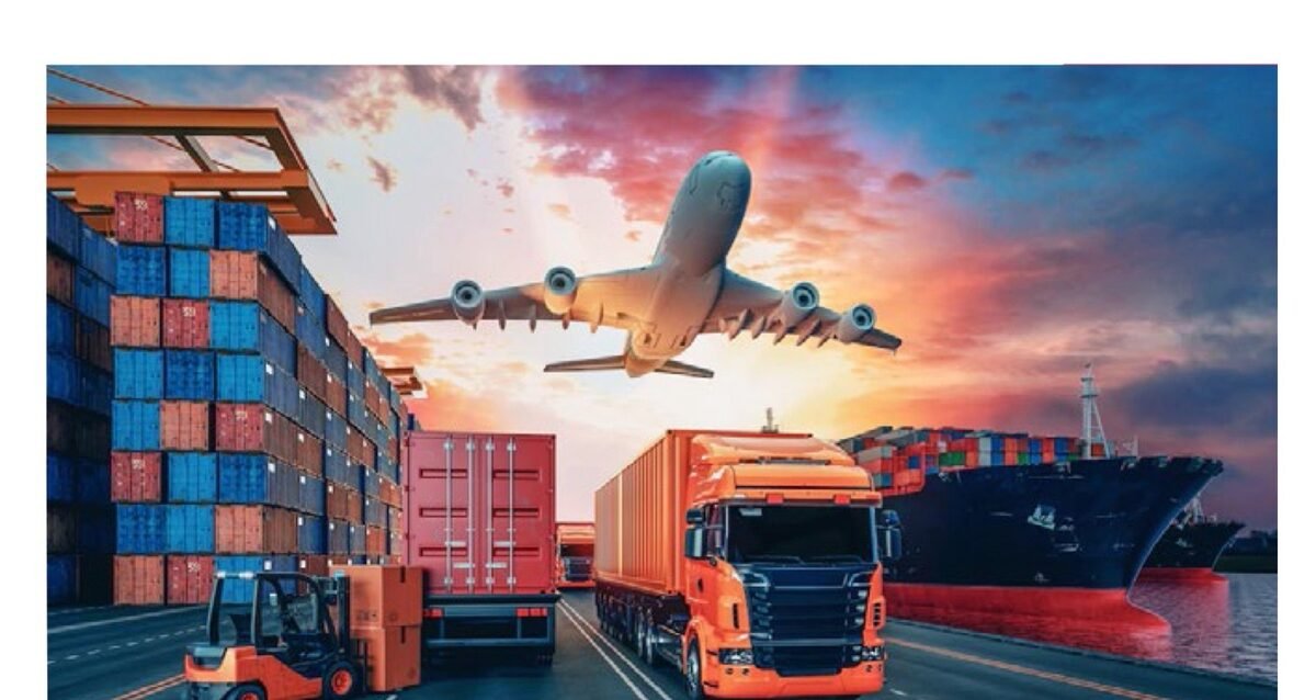 Freight logistics — plane, trucks and containers